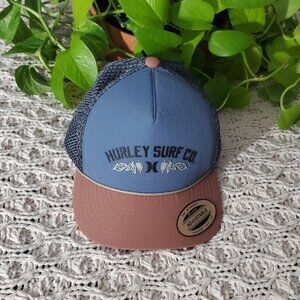 HURLEY SURF CO. M Riviera Trucker Hat Blue/Tan- Brand New